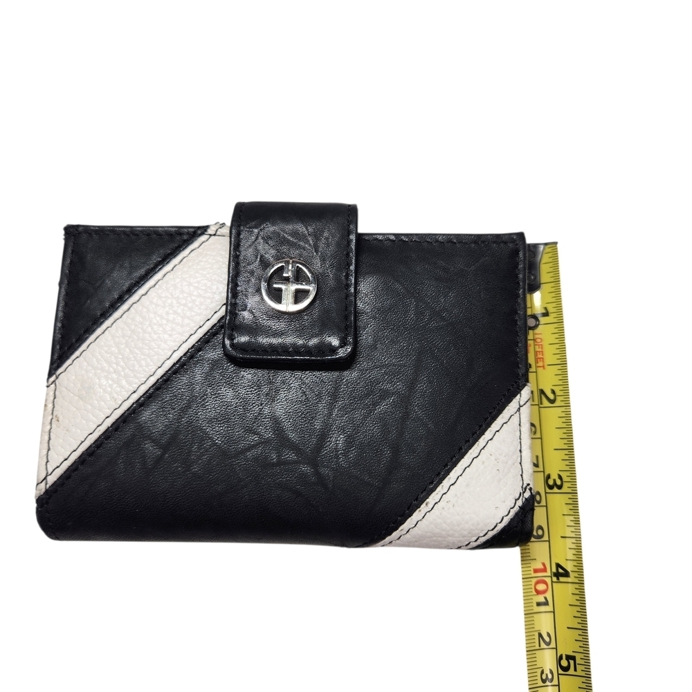 Giani Bernini Black & White Leather Colorblock Wallet Bifold Snap Close Moto - Picture 11 of 14